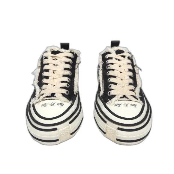 VESSEL Yohji Yamamoto Patchwork Platform Low Sneakers Black Skate 90s Y2k Grunge - Picture 6 of 10